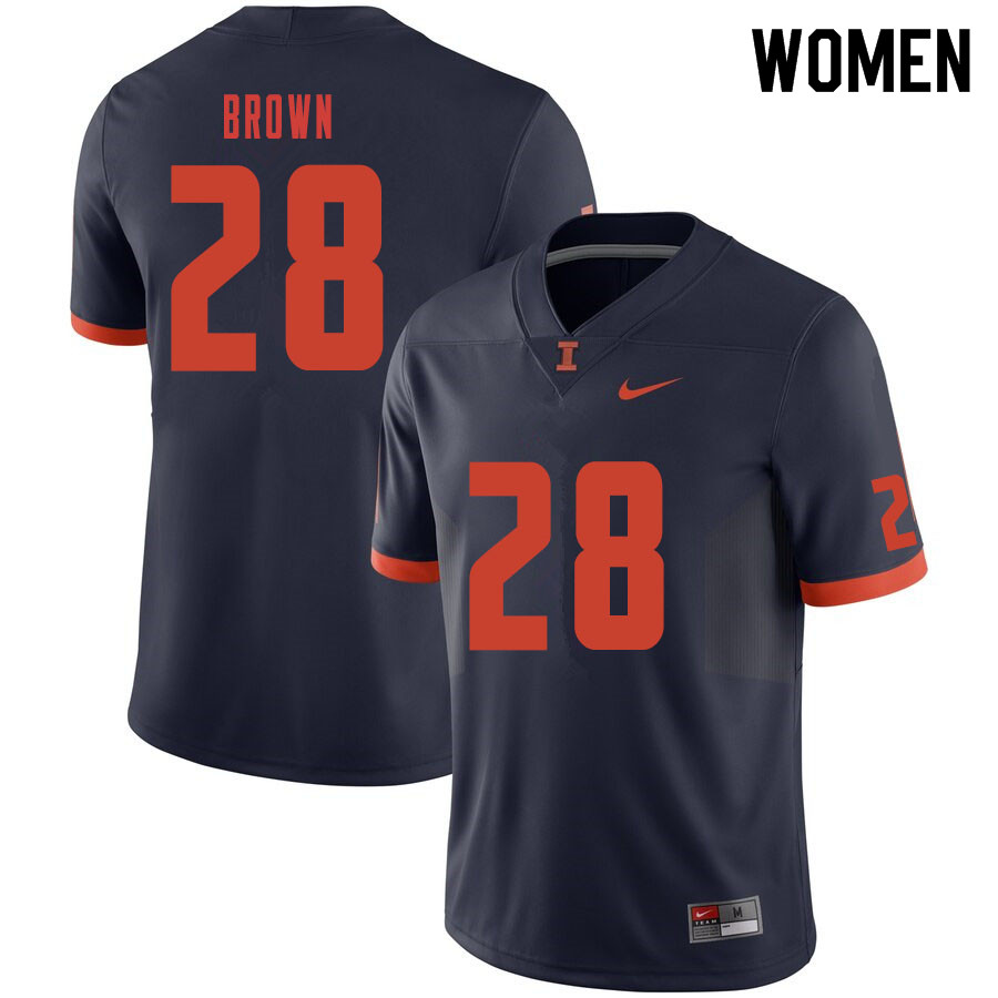 Women #28 Chase Brown Illinois Fighting Illini College Football Jerseys Sale-Navy